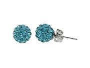 Metro Jewelry Stainless Steel Light Blue Crystal Stud Earrings