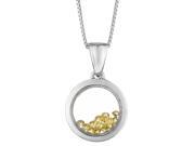 12 MM Circle Pendant Filled with Yellow Crystals in 925 Sterling Silver