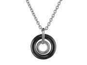 Metro Jewelry Stainless Steel and Black Ceramic Pendant Necklace