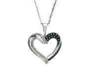 1 7 cttw Blue and White Diamond Heart 925 Sterling Silver Pendant