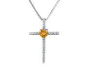 .10 Ct Heart Yellow Citrine Diamond Sterling Silver Cross Pendant 18 Chain
