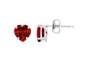 1.60 CT Heart 6MM Natural Red Garnet in 925 Sterling Silver Stud Earrings