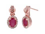 10K Rose Gold Ruby and Diamond Oval Earrings .29cttw I J Color I2 I3