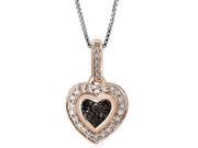1 4 cttw Brown and White Diamond Heart Pink Plated Sterling Silver Pendant