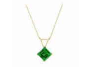 5MM Square Green Emerald Pendant 18 10K Yellow Gold Filled Chain