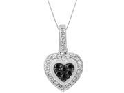 1 4 cttw Black and White Diamond Heart 925 Sterling Silver Pendant