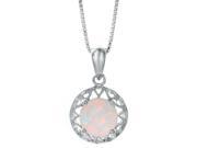 .80 Ct Round Simulated White Opal in 925 Sterling Silver Pendant