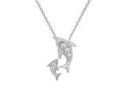 Metro Jewelry 10K White Gold Dolphins Mini Pendant with 0.024 cttw Diamonds