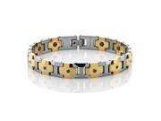Metro Jewelry Tungsten Bracelet with Gold Ion Plating and 1 5 cttw Black Diamonds