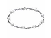 Metro Jewelry Women s Sterling Silver Bracelet with White Topaz and Diamond