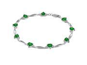 Metro Jewelry Women s Sterling Silver Bracelet with Created Emerald and Diamond