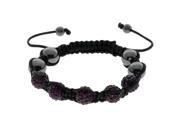 Dark Purple Crystals on Black String Adjustable Bracelet
