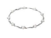 Metro Jewelry Women s Sterling Silver Bracelet with Created Opal and Diamond