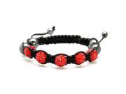 Red Crystals on Black String Adjustable Bracelet