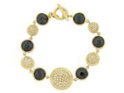 Metro Jewelry Gold Plated Brass Toggle Bracelet with Black Glass