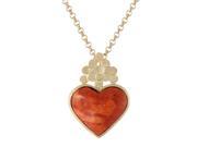 Gold Plated Brass Vintage Heart Glass Pendant with Rolo Chain 20