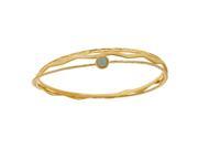 Multiple Layers Blue Glass Accent Gold Plated Brass Bangle Bracelet