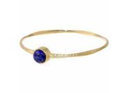 Metro Jewelry Blue Glass Accent Gold Plated Brass Bangle Bracelet