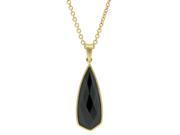 Gold Plated Brass Black Glass Teardrop Pendant with Rolo Chain 20