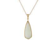 Gold Plated Brass Green Glass Teardrop Pendant with Rolo Chain 20