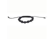 Metro Jewelry Black Cord Black Crystal Adjustable Shamballa Bracelet
