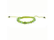 Green Crystal Green Bead Bracelet on Adjustable Green String