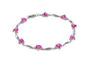 Metro Jewelry Women s Sterling Silver Bracelet with Created Pink Sapphire and Diamond