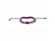 Purple Crystal Purple Bead Bracelet on Purple String