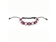 Ladies Pink Crystals Pink Beads on Black String Bracelet