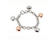 Metro Jewelry Stainless Steel Heart Charm Bracelet with Rose Ion Plating