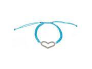 Blue Cord Adjustable Bracelet with Heart and Crystal Design