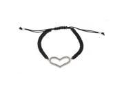 Black Cord Adjustable Bracelet with Heart and Crystal Design