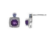 5MM Purple Amethyst Tanzanite .02 cttw Diamond Sterling Silver Earrings