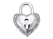 .05 cttw Diamond Heart Key Lock 925 Sterling Silver Pendant