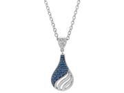 Metro Jewelry Stainless Steel Blue and White Crystal Pendant Necklace