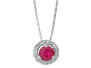 .60 Ct Round Natural Red Ruby Diamond Accent Sterling Silver Pendant