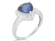 2.5 Ct Trillion Blue Sapphire and White Topaz 925 Sterling Silver Ring Size 5