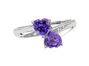 .70 Ct Heart Natural Purple Amethyst Diamond 925 Sterling Silver Ring Size 5