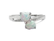.50 Ct Heart White Opal and Diamond Accent 925 Sterling Silver Ring Size 5