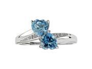 1.00 Ct Heart Natural Blue Topaz Diamond Accent 925 Sterling Silver Ring Sz 5