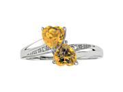 .70 Ct Heart Natural Yellow Citrine Diamond 925 Sterling Silver Ring Size 5