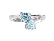 .70 Ct Heart Sky Blue Aquamarine Diamond 925 Sterling Silver Ring Size 5