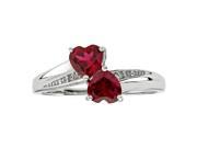 1.10 Ct Heart Red Ruby and Diamond Accent 925 Sterling Silver Ring Size 5