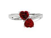 .90 Ct Heart Natural Red Garnet Diamond Accent 925 Sterling Silver Ring Sz 5