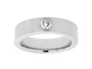 Metro Jewelry Stainless Steel Wedding Band Ring with Cubic Zirconium Size 5