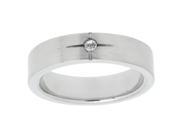 Metro Jewelry Stainless Steel Wedding Band Ring with Cubic Zirconium Size 6.5