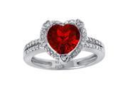 8MM Heart Red Ruby Diamond Accent 925 Sterling Silver Ring Size 7