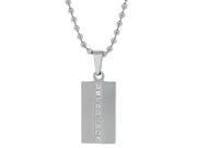 Metro Jewelry Stainless Steel Mini Dog Tag Pendant Necklace with Cubic Zirconium