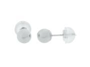 14k White Gold Ball 7MM Stud Earrings Silicone Backs