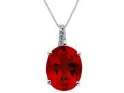 3.10 Ct Oval Red Ruby and Diamond Sterling Silver Pendant 18 Chain